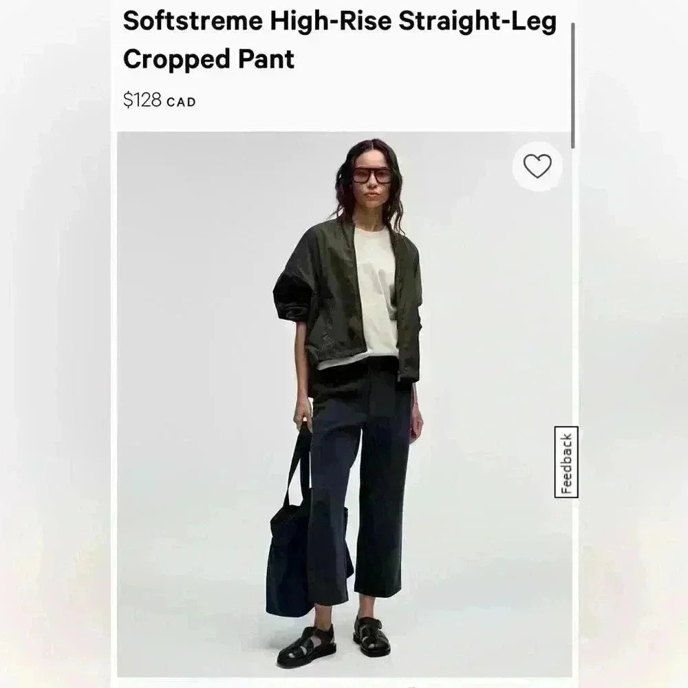 Softstreme High-Rise Straight-Leg Cropped Pant  size 6 black